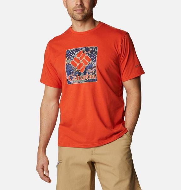 Columbia Sun Trek T-Shirt Red For Men's NZ71046 New Zealand